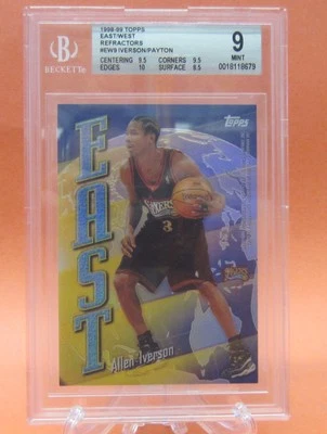 1998 - 99 Topps Allen Iverson / Payton EAST WEST Refractor #EW9 BGS 9 w/ 1 - 10 - Image 1 of 3