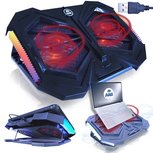AABCOOLING MANTIS NOTEBOOK LAPTOP KÜHLER 2 X RED LED LÜFTER USB RGB LED 10-16" - Bild 1 von 9