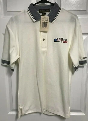 Camisa polo masculina branca manga curta golfe WWPLC 2003 ConocoPhillips cruz S NOVA ETIQUETA - Imagem 1 de 4