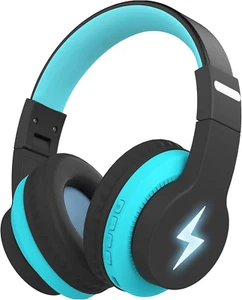 Kids Bluetooth Headphones, Colorful Wireless over Ear Headset with LED Lights, B - Picture 1 of 8