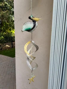 Hanging Wind Spinner Pelican Metal 40 In Tall by Regal Art & Gift New with Tag - Picture 1 of 1
