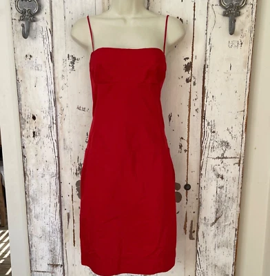 Lida Baday Size 6 Woman's Red Silk Pocketed Cocktail Party Sundress Slip Dress - Image 1 of 4