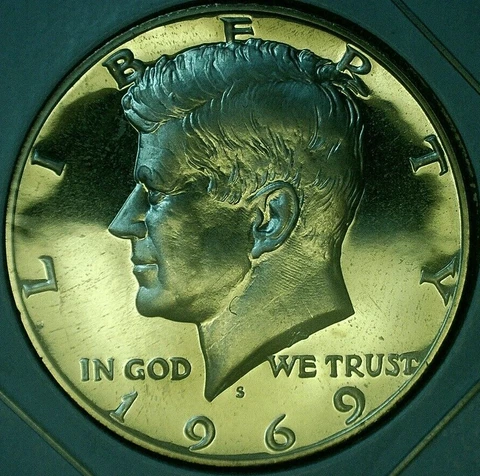 1969-S Kennedy Half Dollar - TYPE 2 SILVER CLAD PROOF - 40% SILVER - #9 Cover