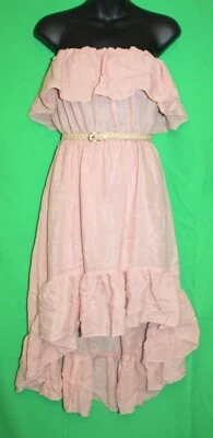 Poesía *NUEVO* Vestido Para Mujer L Rosa Sin Tirantes Alto/Bajo con Cinturón Foto 1 de 3