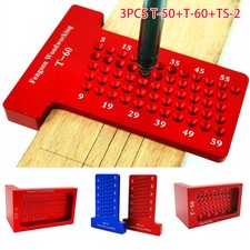 Precision Aluminum Alloy Carpenter T Square Holes Metric Measuring Scriber Ruler