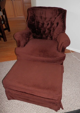 Vintage 1970s Montgomery Ward Swivel Rocking Chair with Hidden Storage Ottoman Cover