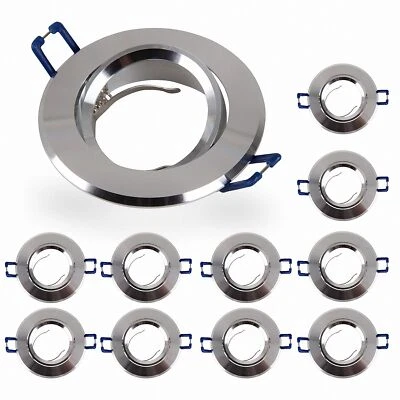 10x Telaio di Montaggio Alluminio Argento 16302-1 Ø68 MM per Lampadina GU10 MR16 - Immagine 1 di 4