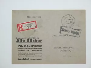 (p64) Barfrankatur R-Brief Landshut 20.2.1946 nach Berlin Gebühr bezahlt - Bild 1 von 2