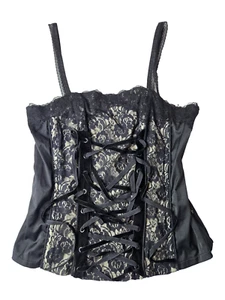 TRIPP NYC Vintage Blace Floral Lace Corset Womens XL Goth Emo Grunge - Picture 1 of 10
