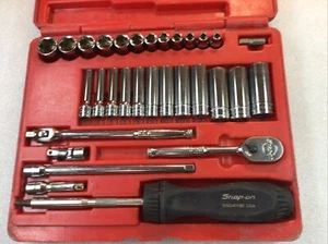 Snap On 131TMPB-31 piezas 1/4” Dr., 6 piezas Métrico profundo/superficial Gen. Svc. Juego de enchufes - COMO NUEVO - Imagen 1 de 13