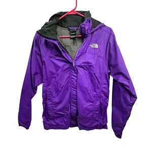 The North Face Jacket Girls XL 18 Purple Full Zip Hooded HyVent Coat READ - Picture 1 of 13