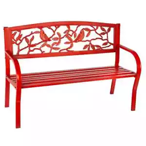 Cardinals 50 in. Red Metal Outdoor Bench - Picture 1 of 4