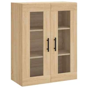 Wandschrank Sonoma Eiche 69,5x34x90 Cm Glas Vitrine Hängeschrank - Bild 1 von 11