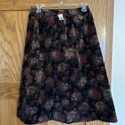 Vintage Black & Burgundy Floral Velvet Drindl Skirt; Union Made In Usa; Sz 10/12