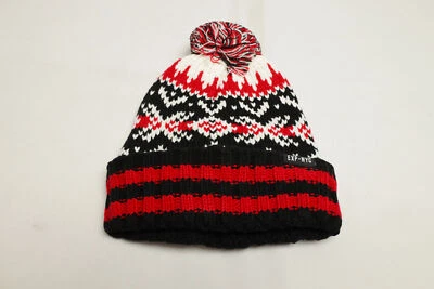 Express NYC Adulto Puño Tejido Gorro con Pompón LC7 Rojo, Negro y Blanco OSFM Foto 1 de 3