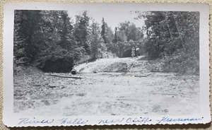 Vintage Photo Michigan River Falls Near Cliffs Keweenaw UP B&W Scalloped Edge - Picture 1 of 2