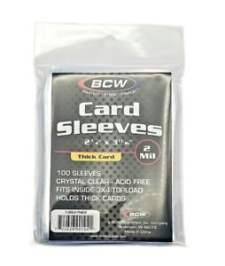 (100) BCW Thick Trading Card Sleeves (1 Pack) For Thick Extra Thick Sports Cards