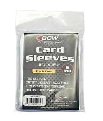 (100) BCW Thick Trading Card Sleeves (1 Pack) For Thick Extra Thick Sports Cards - Image 1 of 2