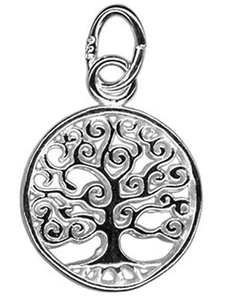 1 STERLING SILVER 925 SMALL TREE OF LIFE CHARM / PENDANT + OPEN JUMP RING, 12 MM - Picture 1 of 3
