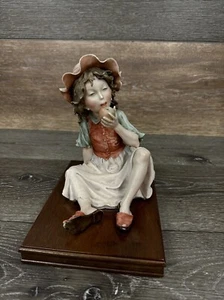 Armani/Capodimonte Green-Eyed Girl Eating Apple Porcelain Sculpture 8” - Picture 1 of 11