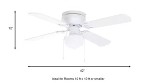 Hampton Bay UB42S-WH-SH 42 inch Ceiling Fan with Light Kit - White - Picture 1 of 2