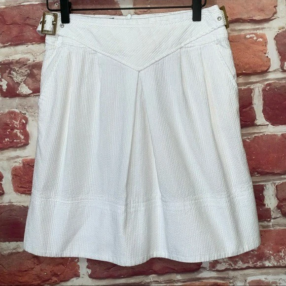 Falda Mango MNG Mujer Talla 4 Blanca Bordada Rayas Bolsillo Cremallera  Foto 1 de 4