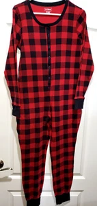 BOYS LL BEAN red black checkered 1 PC SLEEPER size medium SEE MEASUREMENTS! SNAP - Picture 1 of 2