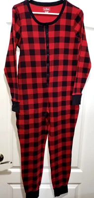 男孩 LL BEAN 红色黑色方格 1 件 SLEEPER 尺寸 中号 查看测量! SNAP卡扣 — 第 1/2 张图片