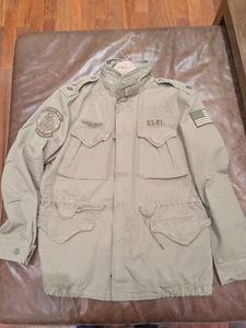 Polo Ralph Lauren Herren Khaki Militär Patch Baumwolle Twill Field Utility Jacke - Bild 1 von 11