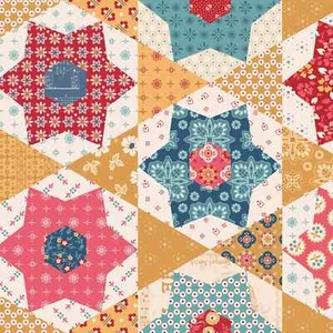 Americana Home Décor Stars look vintage larghezza 57/58 pollici, tessuto Riley Blake BTY - Foto 1 di 1