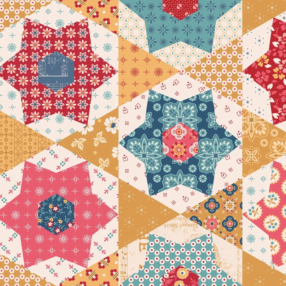 Americana Home Décor Stars Vintage Look 57/58in Wide, Riley Blake Fabric BTY - Image 1 of 1