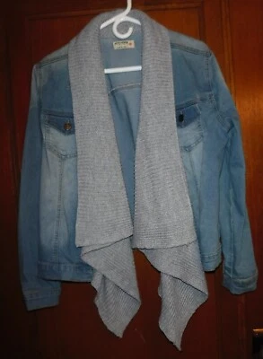 Ruff Hewn Women’s Blue -Gray Open Front Knit Denim Jacket Size Large   NWOT - Image 1 of 4