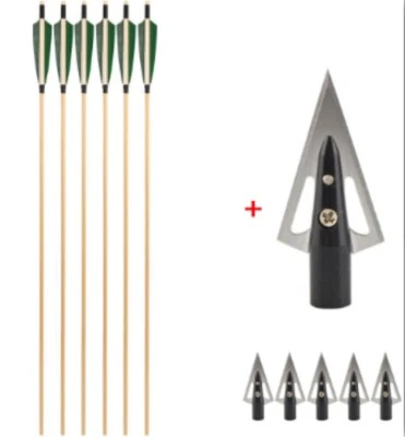 31.5" Traditional Wooden Arrow Shaft 5" Turkey Feather Longbow Archery Hunting - Image 1 of 4