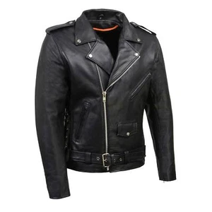 Chaqueta de motocicleta Milwaukee Leather SH1011 negra clásica Brando para hombre hecha de - Imagen 1 de 11