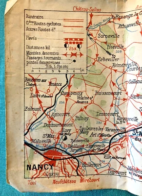 MAPA FRANCÉS DE RUTA EN BICICLETA Routier Nº 94 uds. Die to Gerardmer c.1910s CICLISMO Foto 1 de 4