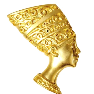 Vintage Egyptian Brooch Pin Pharaoh Head, Large 2.5" Gold-tone Textured Figural - Picture 1 of 5