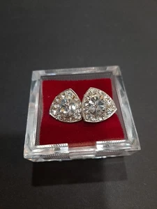 Pair Set Of Mens Vintage Rhinestone Lapel Pin Tie Tack Set Pair Lot Silvertone  - Picture 1 of 3