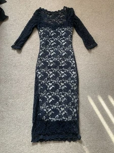 Amy Childs Navy Lace Scoop Back Dress - Over Knee Length - Size 12 - New - - Picture 1 of 5