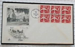 USA  7  CENT AIRMAIL BOOKLET PANE 1960 FIRST DAY COVER NOT ADDRESSED  #107 - Picture 1 of 2