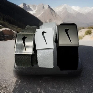 NIKE GOLF Cotton Metal Buckle Belt - Adjustable One Size Ea - 48” Long Logo - Picture 1 of 5