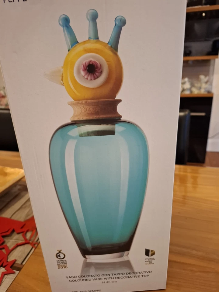 Leonardo VASE PAPAGENO 45 CM TÜRKIS PEPPE 45cm hoch Glas Aquamarin Dekorativ NEU