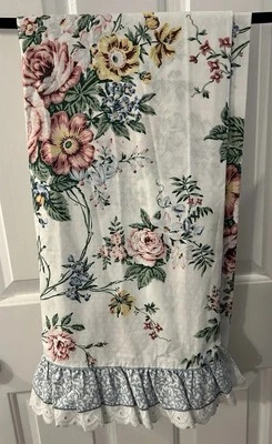 复古花卉玫瑰全扁平孔眼下摆 JC Penney Percale Cottage 花园 — 第 1/4 张图片