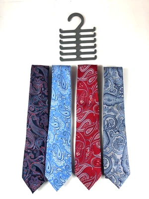 Lote de 4 corbatas de cachemira de saddlebred para hombre + corbata larga para colgar Foto 1 de 4