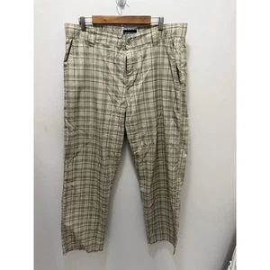 Billabong Men's Beige Plaid Casual Pants – Size 38 Vintage Skate Style - Picture 1 of 10