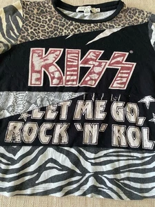 Alice + Olivia x Kiss T-Shirt schwarz Grafik Baumwolle Größe S / P - Bild 1 von 8