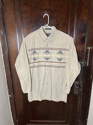 Camisa Chaps Ralph Lauren Para Hombres Grande Azteca Abotonada Franela Suroeste De Colección Foto 1 de 4