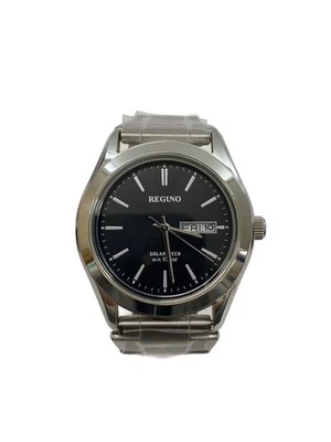 Reloj Pulsera REGUNO J800 Solar Analógico Inoxidable Negro Excelente JAPÓN Foto 1 de 4