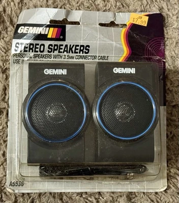 1994 Gemini AS596 Personal Stereo Radio Speakers Vintage NOS 3.5mm Walkman - Image 1 of 4