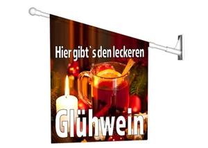 Werbefahne LECKERER GLÜHWEIN Kioskfahne, Fahnenset komplett - Weihnachtsmarkt - Bild 1 von 2