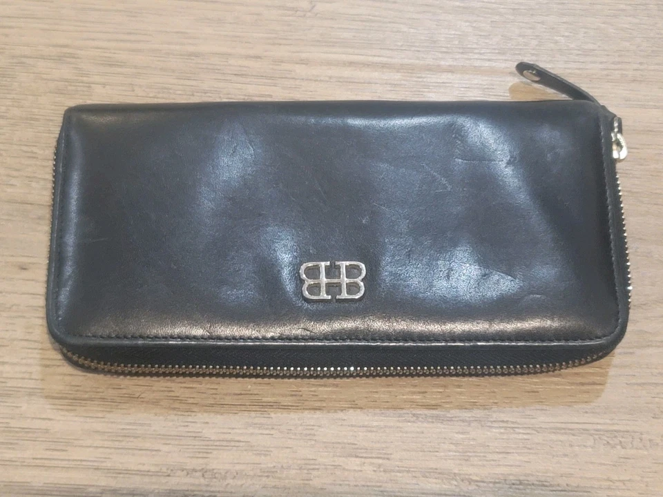 Cartera Bosca Cremallera Alrededor Cuero Negro 8x4 Foto 1 de 4